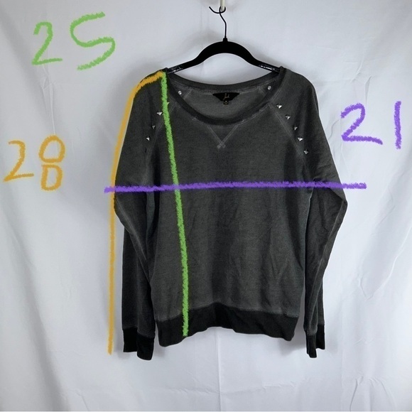 Jack Sweater Lightweight Long Sleeve Studded 80s style Pullover Crewneck Top - Picture 5 of 10